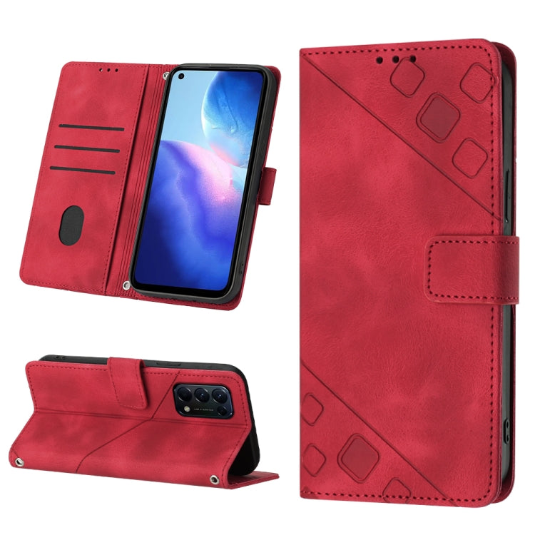 For OPPO Reno5 4G / Reno5 5G Skin-feel Embossed Leather Phone Case
