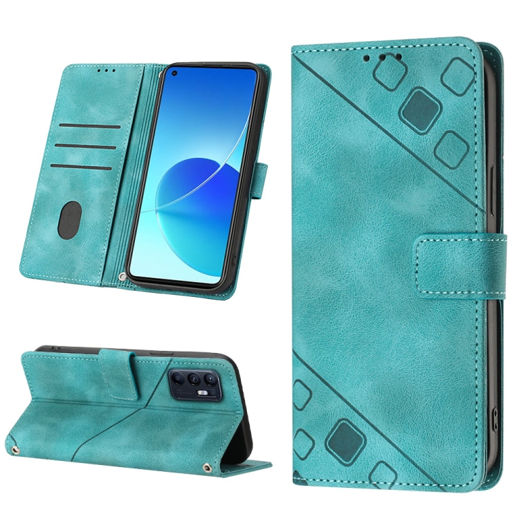 For OPPO Reno6 4G Skin-feel Embossed Leather Phone Case
