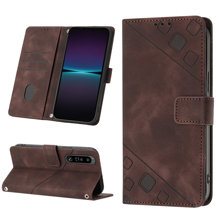 For Sony Xperia 1 IV Skin-feel Embossed Leather Phone Case