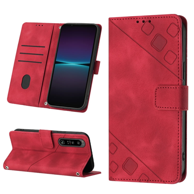 For Sony Xperia 1 IV Skin-feel Embossed Leather Phone Case