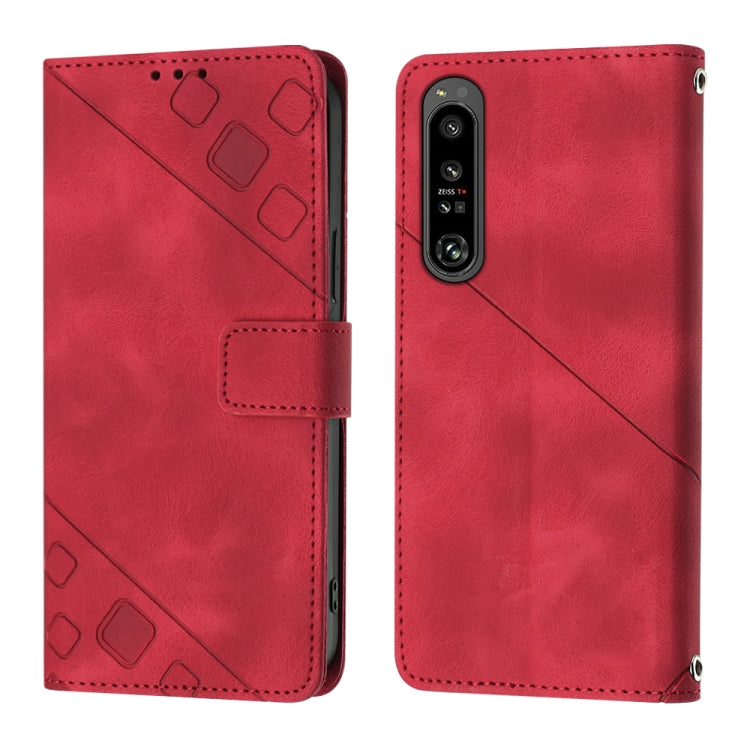 For Sony Xperia 1 IV Skin-feel Embossed Leather Phone Case