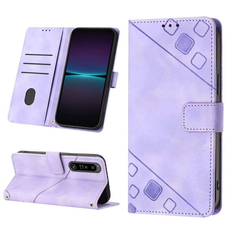 For Sony Xperia 1 IV Skin-feel Embossed Leather Phone Case