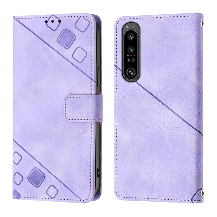 For Sony Xperia 1 IV Skin-feel Embossed Leather Phone Case