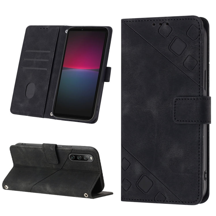 For Sony Xperia 10 IV Skin-feel Embossed Leather Phone Case