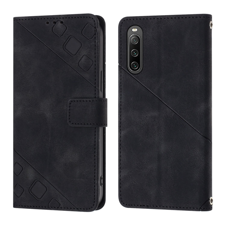 For Sony Xperia 10 IV Skin-feel Embossed Leather Phone Case