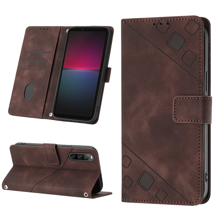 For Sony Xperia 10 IV Skin-feel Embossed Leather Phone Case
