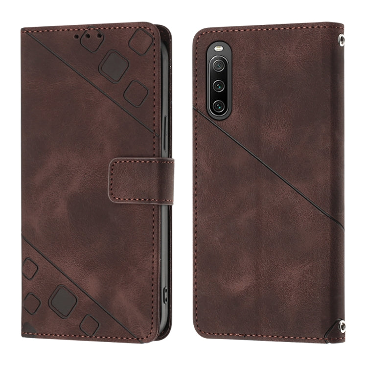For Sony Xperia 10 IV Skin-feel Embossed Leather Phone Case