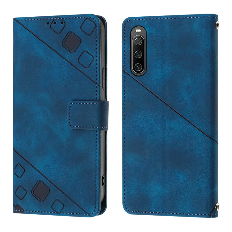 For Sony Xperia 10 IV Skin-feel Embossed Leather Phone Case