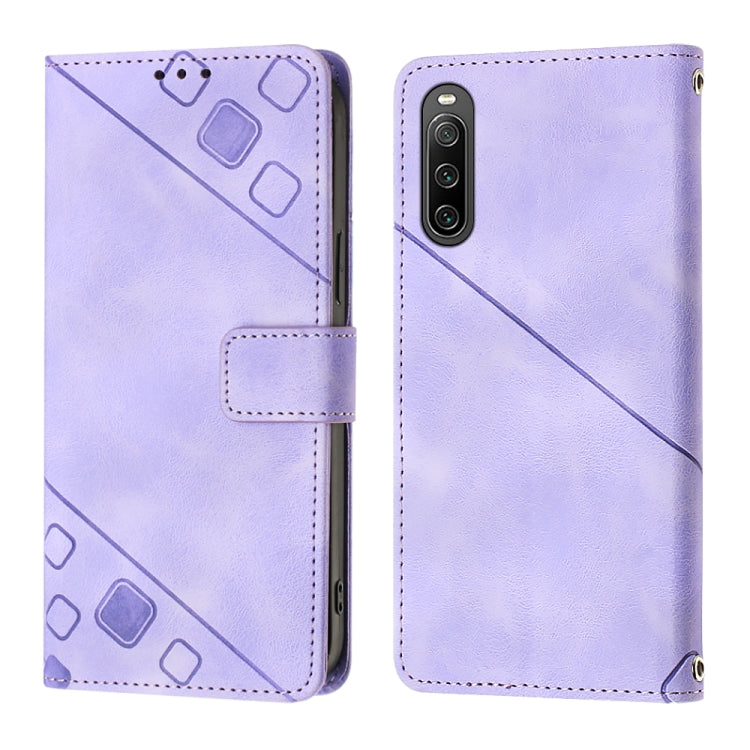 For Sony Xperia 10 IV Skin-feel Embossed Leather Phone Case
