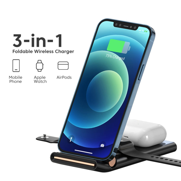 KUULAA KL-ZJ11 15W Mirror 3 in 1 Foldable Wireless Charger(Tarnish)