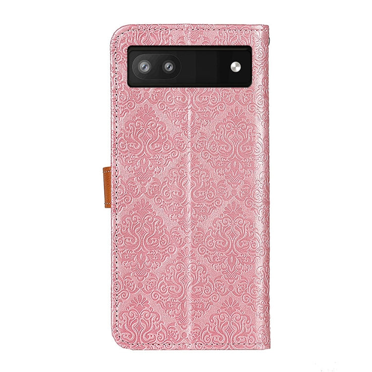 For Google Pixel 7a European Floral Embossed Copper Buckle Leather Phone Case