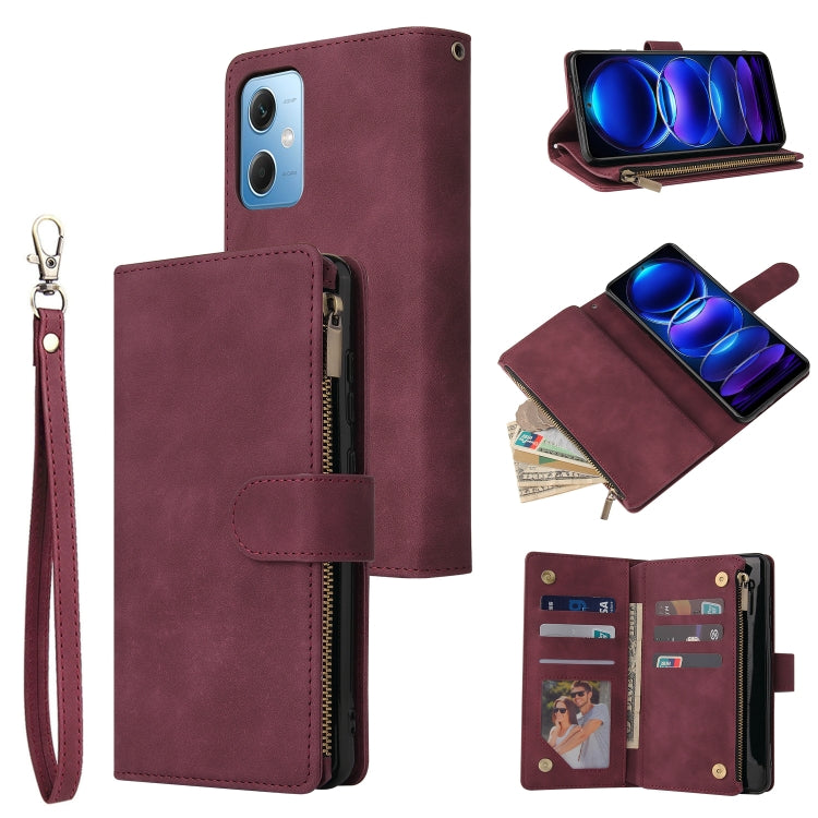 For Xiaomi Redmi Note 12 5G Global India / Poco X5 Multifunctional Multi-Card Wallet Phone Leather Case