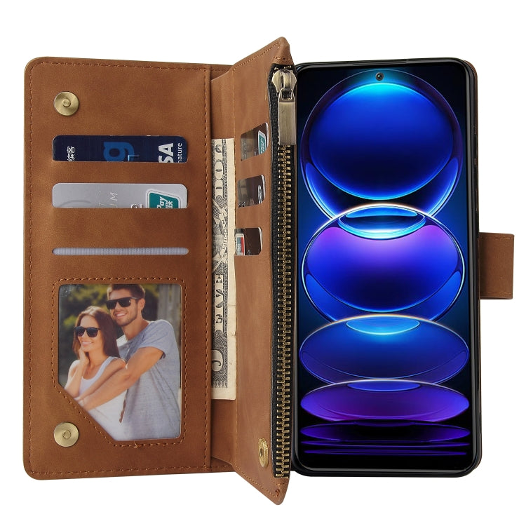 For Xiaomi Redmi Note 12 5G Global India / Poco X5 Multifunctional Multi-Card Wallet Phone Leather Case