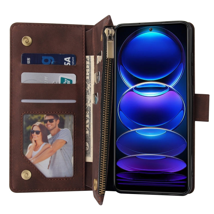 For Xiaomi Redmi Note 12 5G Global India / Poco X5 Multifunctional Multi-Card Wallet Phone Leather Case