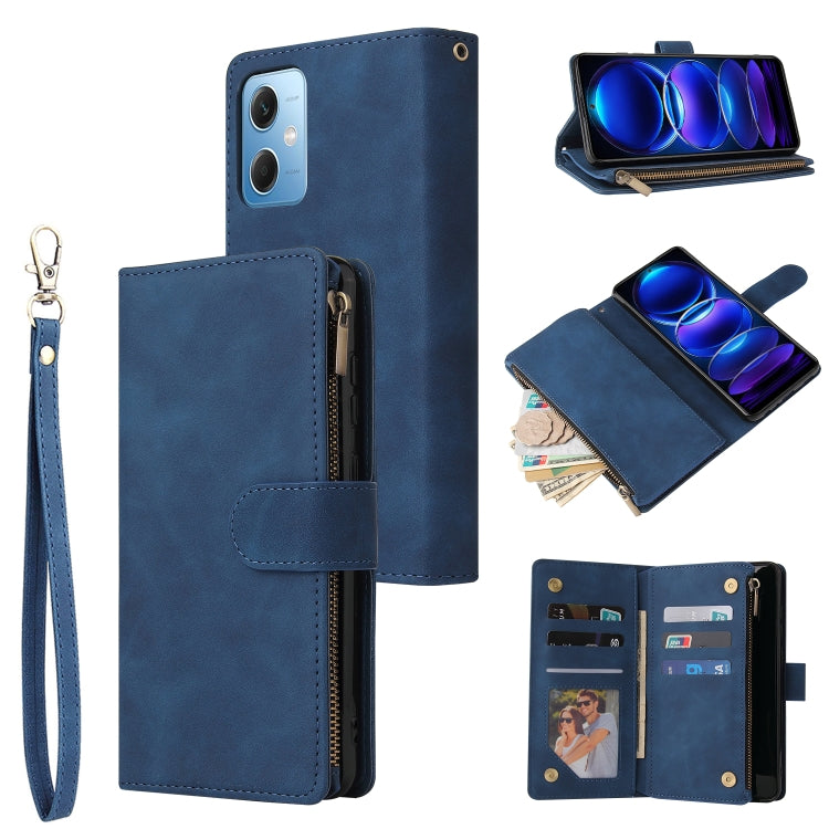 For Xiaomi Redmi Note 12 5G Global India / Poco X5 Multifunctional Multi-Card Wallet Phone Leather Case