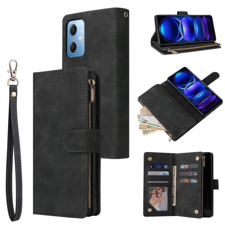For Xiaomi Redmi Note 12 5G Global India / Poco X5 Multifunctional Multi-Card Wallet Phone Leather Case