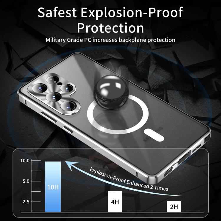 For Samsung Galaxy S25 Ultra 5G HD Full Cover Magsafe Magnetic Metal Tempered Glass Phone Case