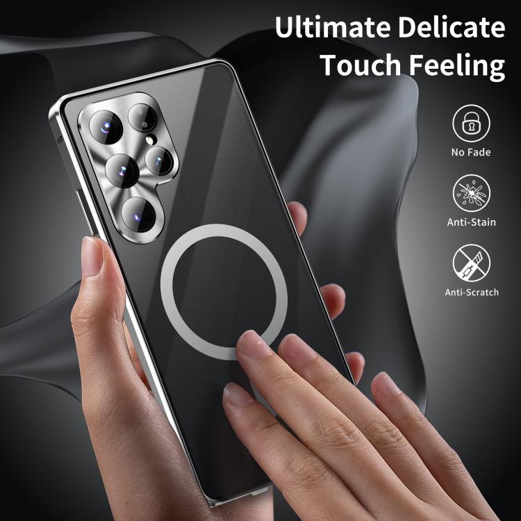 For Samsung Galaxy S25 Ultra 5G HD Full Cover Magsafe Magnetic Metal Tempered Glass Phone Case