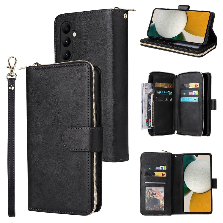 For Samsung Galaxy A34 9 Card Slots Zipper Wallet Bag Leather Phone Case
