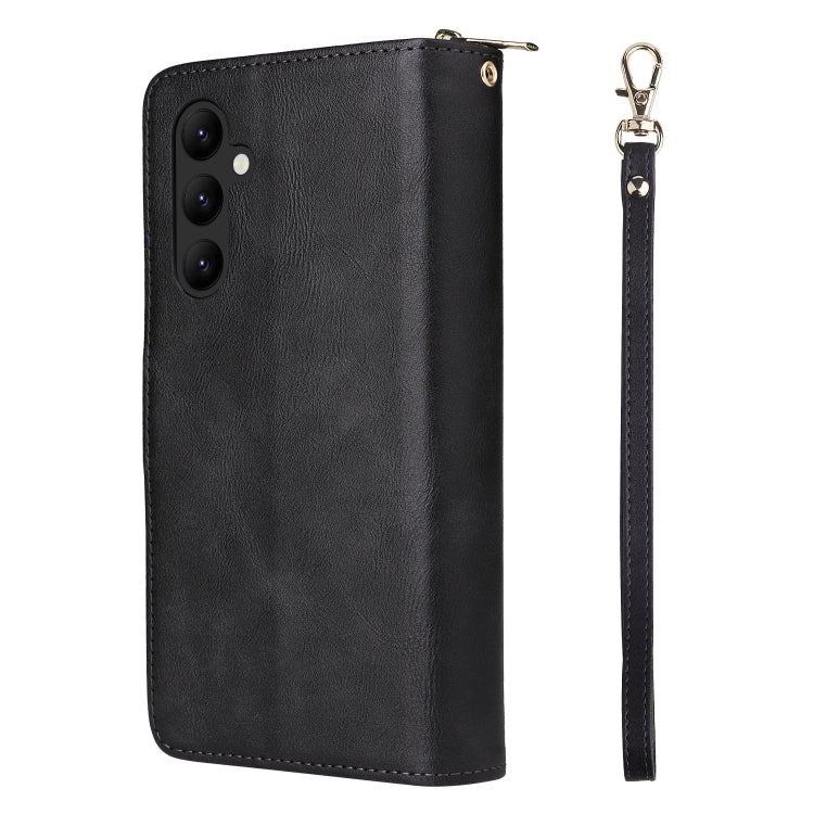 For Samsung Galaxy A34 9 Card Slots Zipper Wallet Bag Leather Phone Case