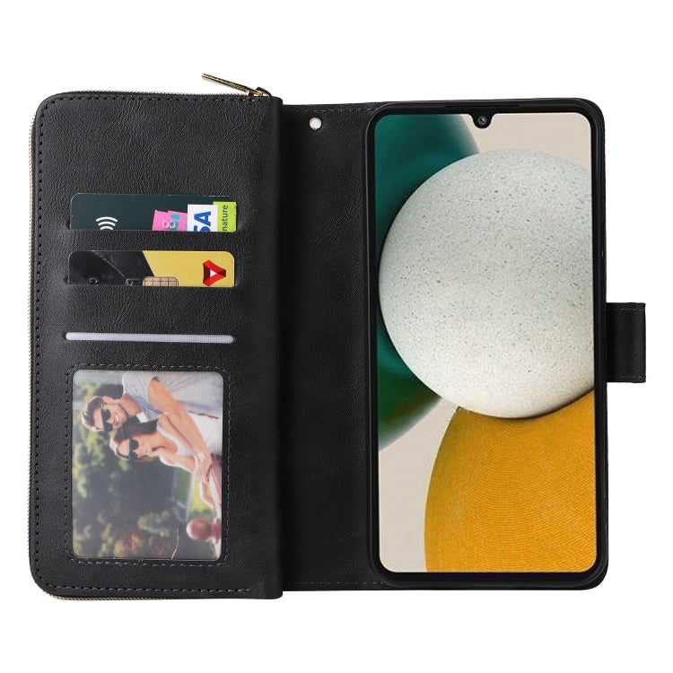 For Samsung Galaxy A34 9 Card Slots Zipper Wallet Bag Leather Phone Case