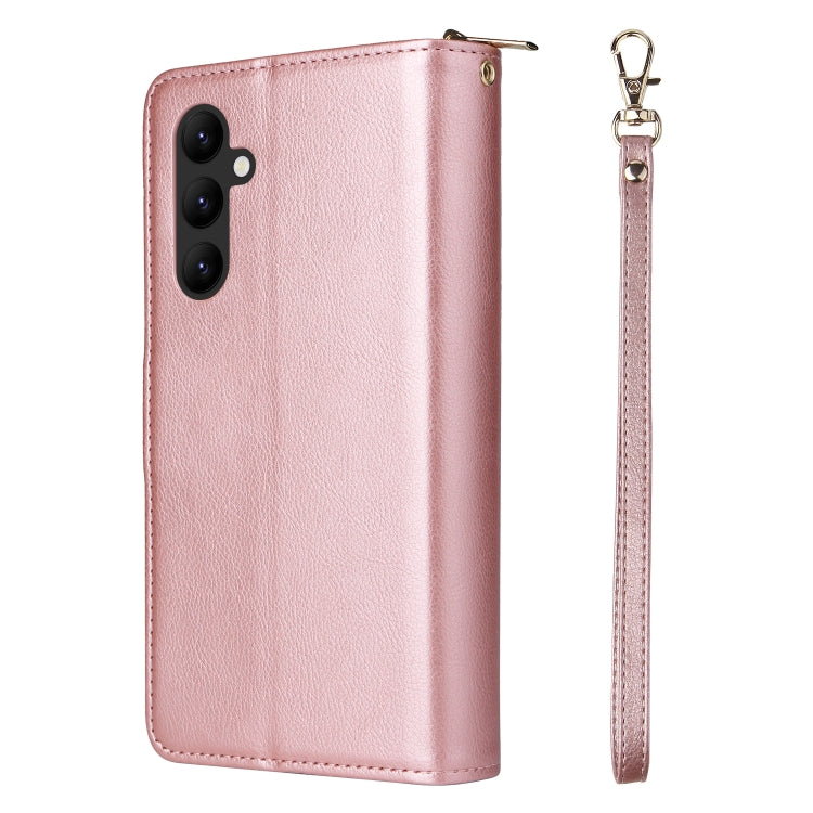For Samsung Galaxy A34 9 Card Slots Zipper Wallet Bag Leather Phone Case