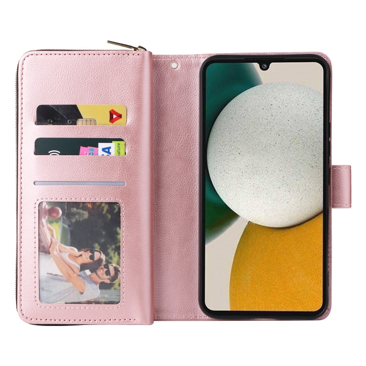 For Samsung Galaxy A34 9 Card Slots Zipper Wallet Bag Leather Phone Case