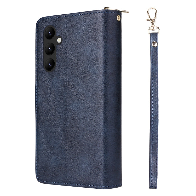 For Samsung Galaxy A34 9 Card Slots Zipper Wallet Bag Leather Phone Case