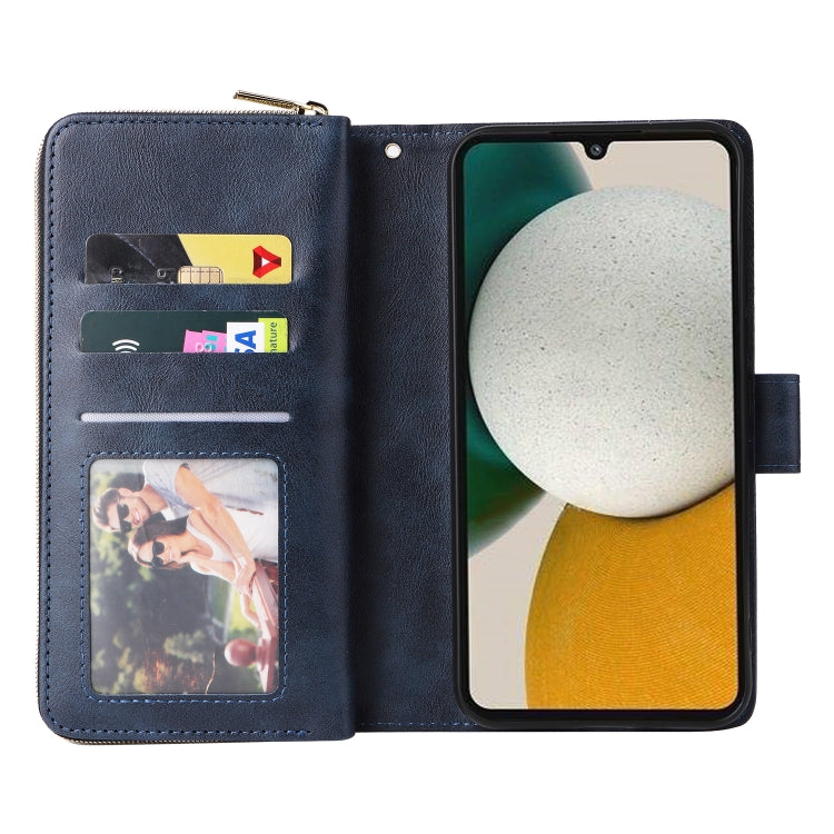 For Samsung Galaxy A34 9 Card Slots Zipper Wallet Bag Leather Phone Case