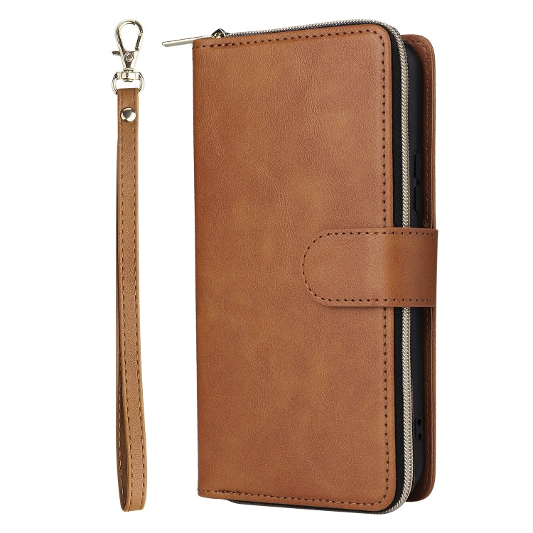 For Samsung Galaxy A34 9 Card Slots Zipper Wallet Bag Leather Phone Case