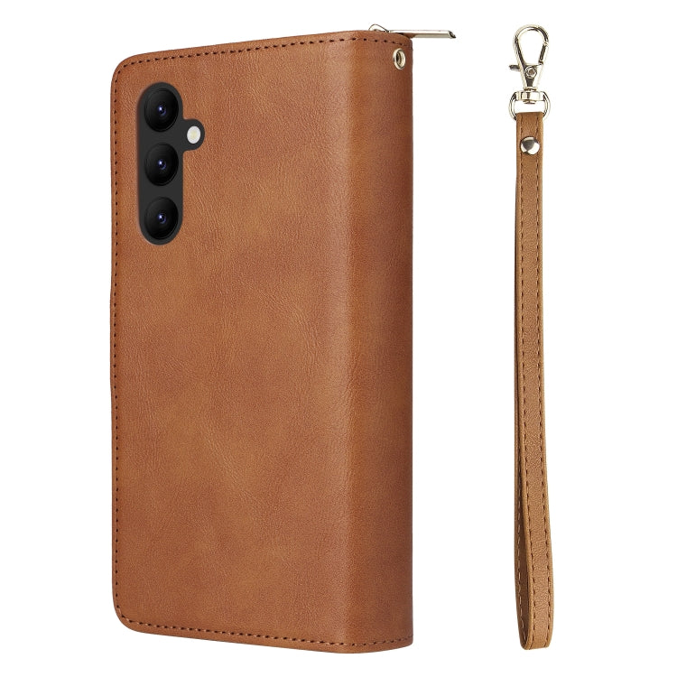 For Samsung Galaxy A34 9 Card Slots Zipper Wallet Bag Leather Phone Case