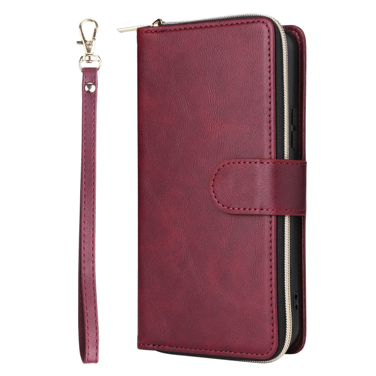 For Samsung Galaxy A34 9 Card Slots Zipper Wallet Bag Leather Phone Case