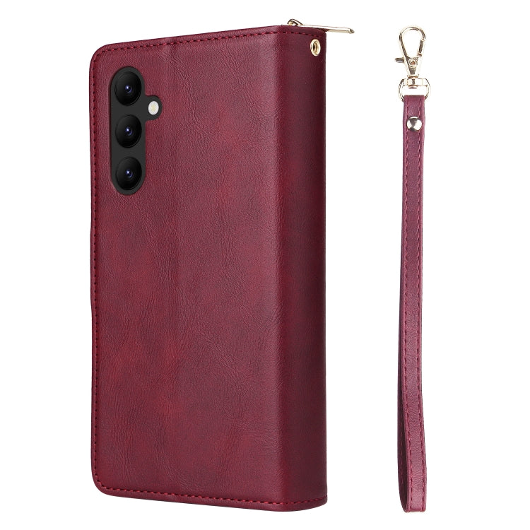 For Samsung Galaxy A34 9 Card Slots Zipper Wallet Bag Leather Phone Case