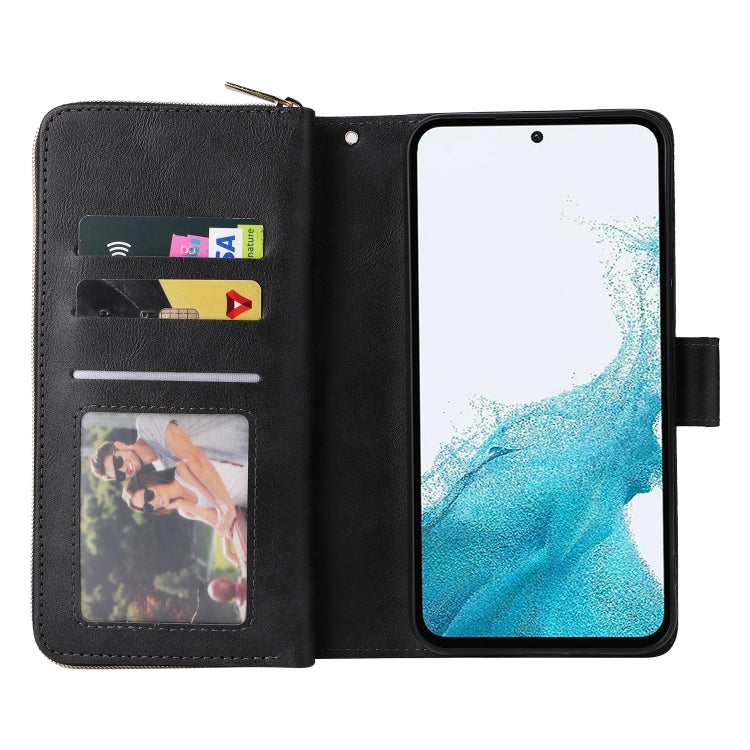 For Samsung Galaxy A54 9 Card Slots Zipper Wallet Bag Leather Phone Case