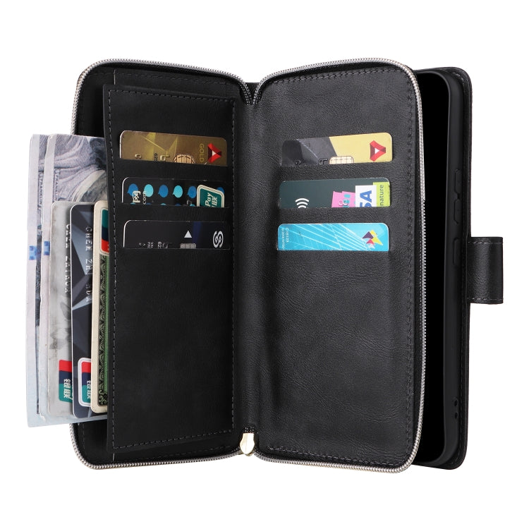 For Samsung Galaxy A54 9 Card Slots Zipper Wallet Bag Leather Phone Case