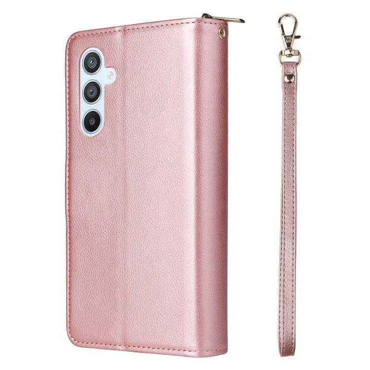 For Samsung Galaxy A54 9 Card Slots Zipper Wallet Bag Leather Phone Case