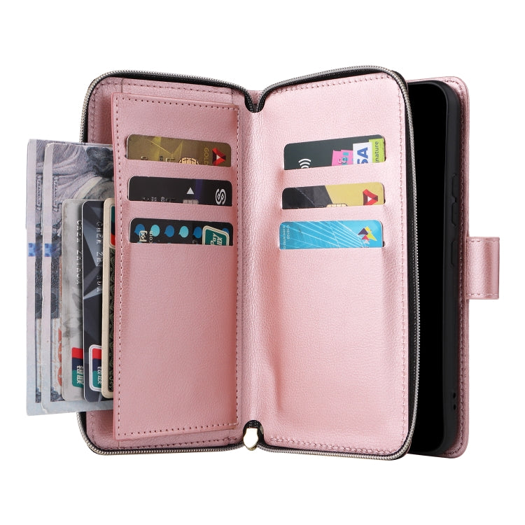 For Samsung Galaxy A54 9 Card Slots Zipper Wallet Bag Leather Phone Case