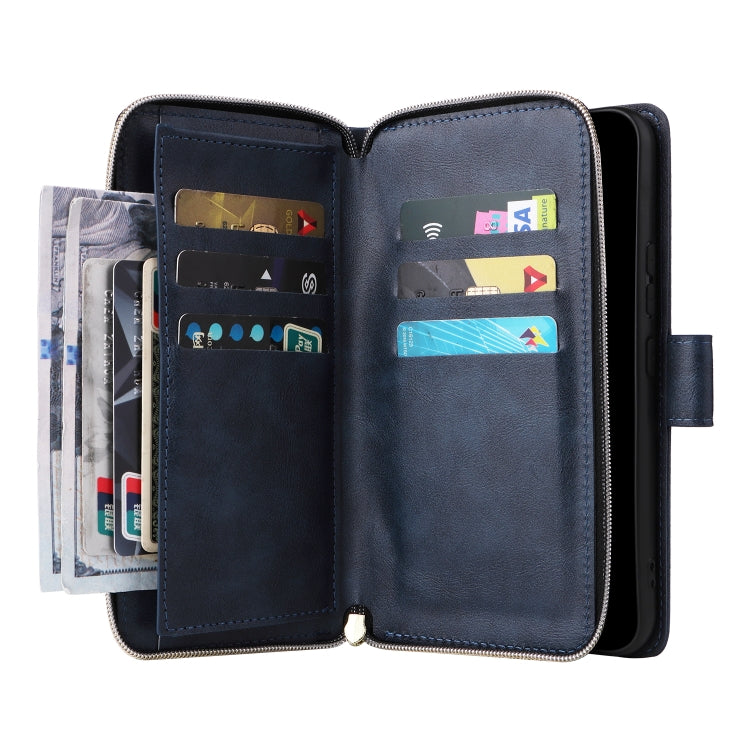 For Samsung Galaxy A54 9 Card Slots Zipper Wallet Bag Leather Phone Case