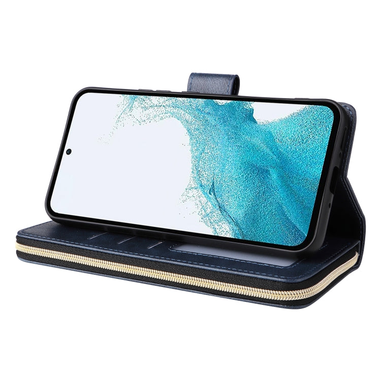 For Samsung Galaxy A54 9 Card Slots Zipper Wallet Bag Leather Phone Case