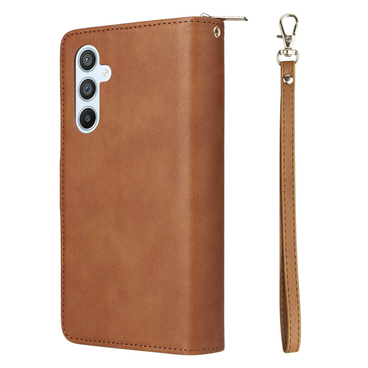 For Samsung Galaxy A54 9 Card Slots Zipper Wallet Bag Leather Phone Case
