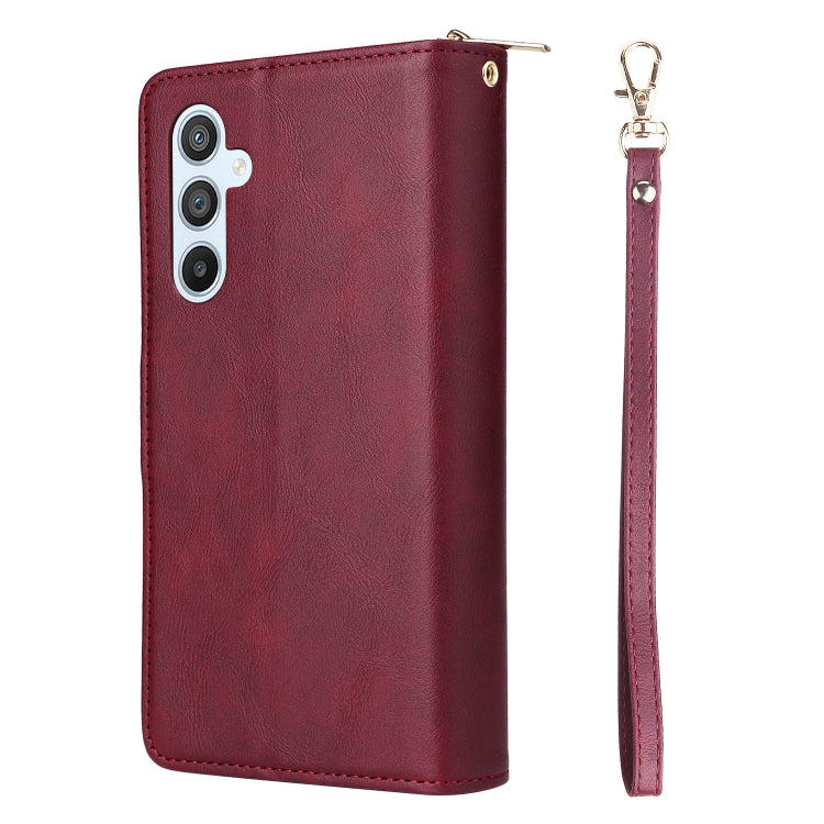 For Samsung Galaxy A54 9 Card Slots Zipper Wallet Bag Leather Phone Case