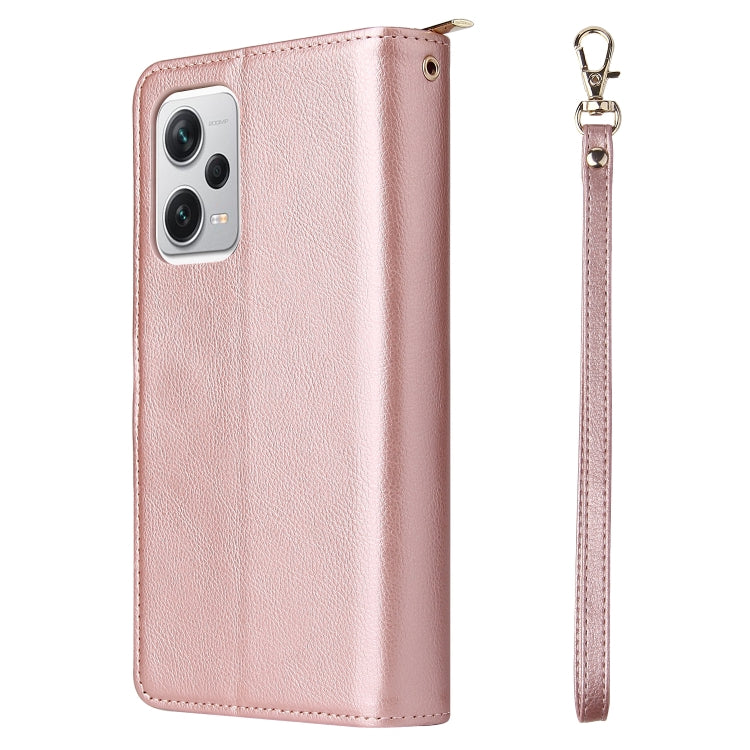 For Xiaomi Redmi Note 12 5G Global / Poco X5 9 Card Slots Zipper Wallet Bag Leather Phone Case