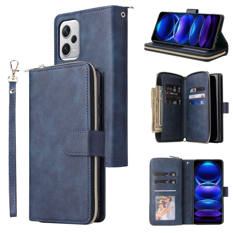 For Xiaomi Redmi Note 12 Explorer / Note 12 Pro+ Global 9 Card Slots Zipper Wallet Bag Leather Phone Case