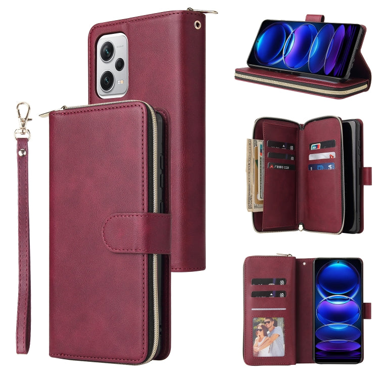For Xiaomi Redmi Note 12 Explorer / Note 12 Pro+ Global 9 Card Slots Zipper Wallet Bag Leather Phone Case