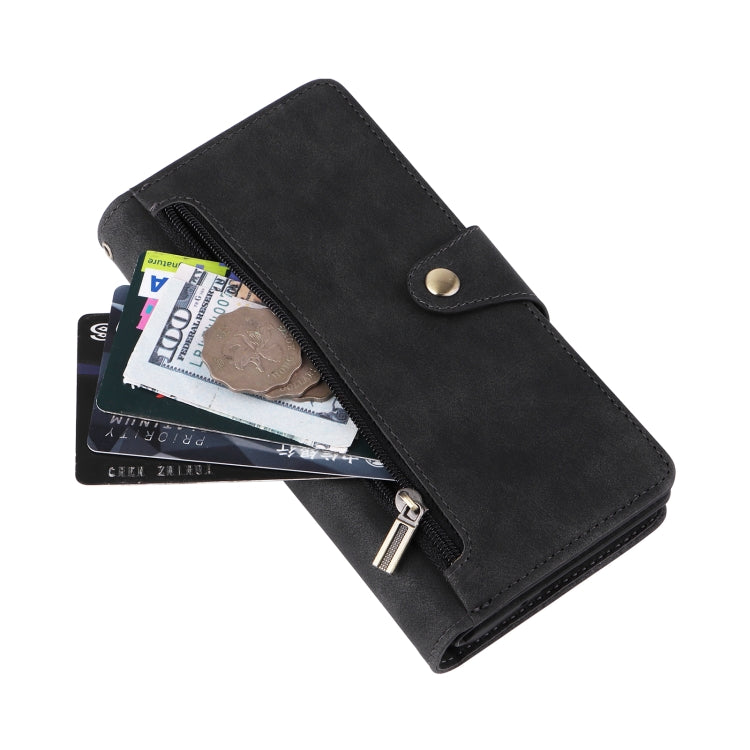 For Samsung Galaxy A34 Rivet Buckle 9 Cards Three Fold Leather Phone Case