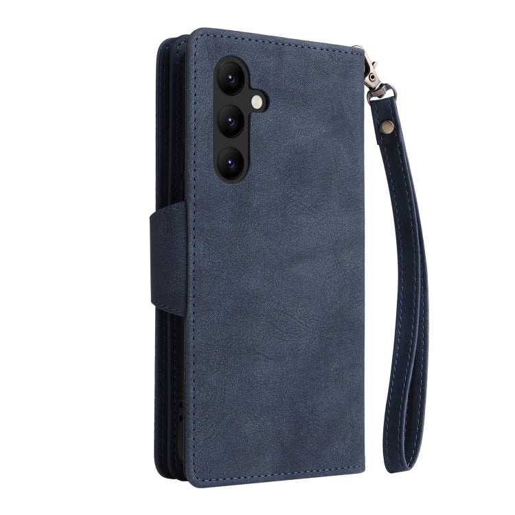 For Samsung Galaxy A34 Rivet Buckle 9 Cards Three Fold Leather Phone Case