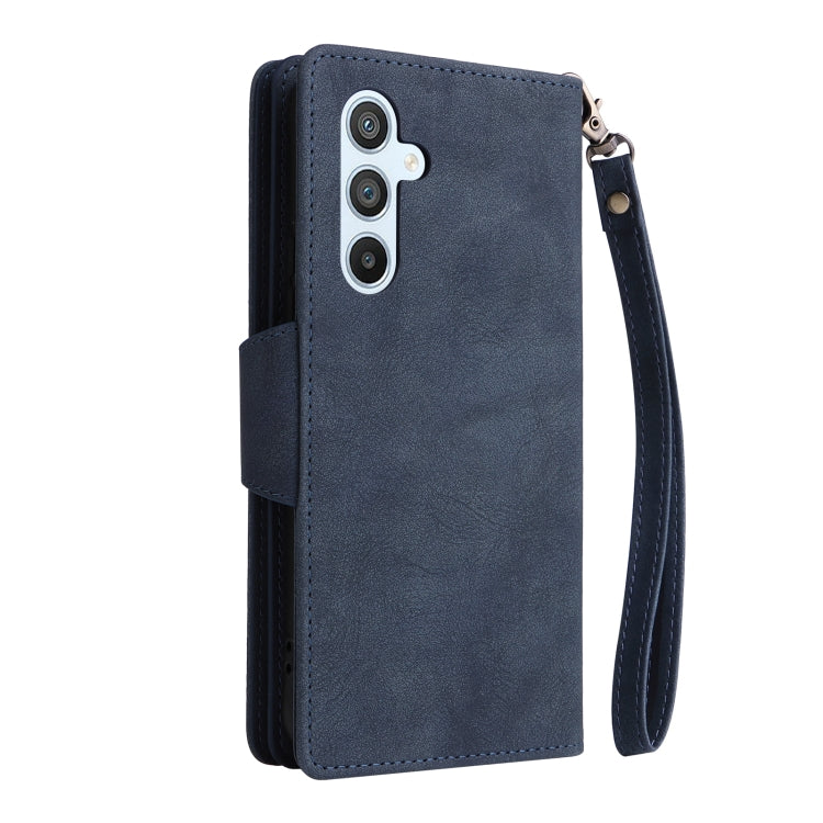 For Samsung Galaxy A54 Rivet Buckle 9 Cards Three Fold Leather Phone Case