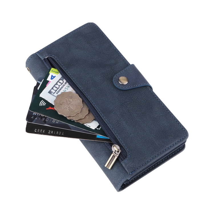 For Samsung Galaxy A54 Rivet Buckle 9 Cards Three Fold Leather Phone Case