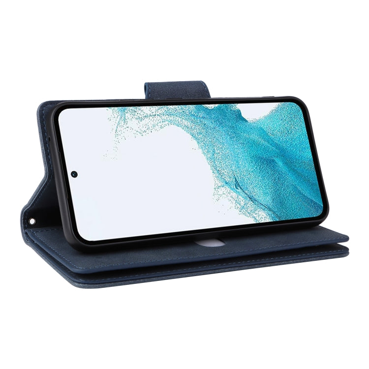 For Samsung Galaxy A54 Rivet Buckle 9 Cards Three Fold Leather Phone Case