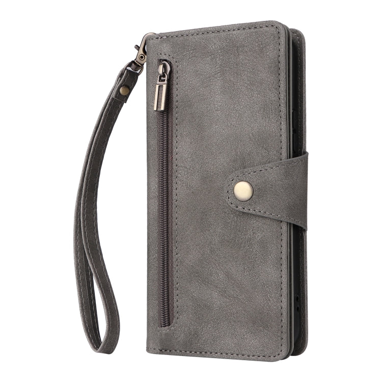 For Samsung Galaxy A54 Rivet Buckle 9 Cards Three Fold Leather Phone Case